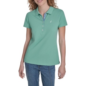 image:imageNautica Womens 5Button Short Sleeve Breathable 100 Cotton Polo ShirtCrme De Menthe