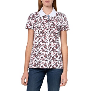 image:imageNautica Womens 5Button Short Sleeve Breathable 100 Cotton Polo ShirtNew Bright White Multi