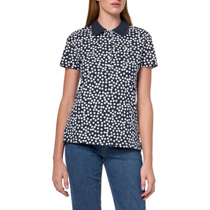 image:imageNautica Womens 5Button Short Sleeve Breathable 100 Cotton Polo ShirtNew Night SkyBright White