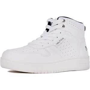 image:imageNAUTICA Kids Boys and Girls High Top Shoe Casual Fashion Basketball Boot Sneakers Big KidLittle Kid Sizes  HorizonWhite Mono