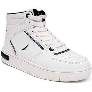 image:imageNAUTICA Kids Boys and Girls High Top Shoe Casual Fashion Basketball Boot Sneakers Big KidLittle Kid Sizes  HorizonZiglerwhite Smooth