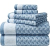 image:imageNautica  Bathroom Towels Soft Plush Washcloth Bath amp Hand Towel Set Highly Absorbent Yarn Dyed Terry Cotton Set of 6 College Dorm Room Essentials Belle Castle BlueZane Chevron