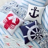 image:imageNautica  Decorative Pillow Soft amp Plush Printed Throw Pillow Square Pillow for Bed or Couch Sailor Stripe Blue 18 x 18Ships Wheel Blue