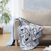 image:imageNautica  Fleece Throw Blanket for Couch 50x70 Ultra Soft Reversible Plush Blanket Lightweight Printed Throw Americana Decor Perfect for Sofa Bed Living Room BlueBeach CollagePenny Pinstripe Blue
