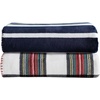 image:imageNautica  Fleece Throw Blanket for Couch 50x70 Ultra Soft Reversible Plush Blanket Lightweight Printed Throw Americana Decor Perfect for Sofa Bed Living Room BlueHillcrest PlaidSailor Stripe Red