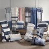 image:imageNautica  Standard Quilted Sham Yarn Dyed Cotton Bedding with Reversible Plaid Design Lightweight Pillowcase College Dorm Room Essentials Adelson BlueBlueGrey