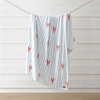 image:imageNautica  Twin Size Blanket UltraSoft Plush Blanket Medium Weight Cozy Bedding Americana Decor with Lobster Stripe DesignLobster Watercolor Stripes Blue