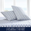 image:imageNautica  Twin Size Sheet Set Crisp Cotton Percale Bedding with Matching Pillowcase Lightweight amp Breathable Bed Sheets Deep Pocket College Dorm Room Essentials Whitewood Sail BlueWoodblock Fish Blue