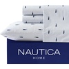 image:imageNautica  Twin Size Sheet Set Crisp Cotton Percale Bedding with Matching Pillowcase Lightweight amp Breathable Bed Sheets Deep Pocket College Dorm Room Essentials Whitewood Sail BlueWhale Stripe