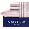 image:imageNautica  Twin Size Sheets Set Crisp amp Tailored Coastal Bedding with a Smooth Cotton Percale Bed Sheets with Matching Pillowcase amp Fitted Sheet Calm Seas Gingham GreenColeridge Stripe Red