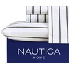 image:imageNautica  Twin Size Sheets Set Crisp amp Tailored Coastal Bedding with a Smooth Cotton Percale Bed Sheets with Matching Pillowcase amp Fitted Sheet Calm Seas Gingham GreenBrenton Stripe Ivory