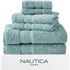 image:imageNautica  Bathroom Towels Soft Cotton Washcloth Bath amp Hand Towel Set Highly Absorbent amp Quick Dry Zero Twist Set of 6 College Dorm Room Essentials Oceane Dark GreyOceane Turquoise