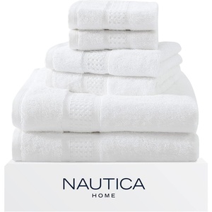 image:imageNautica  Bathroom Towels Soft Cotton Washcloth Bath amp Hand Towel Set Highly Absorbent amp Quick Dry Zero Twist Set of 6 College Dorm Room Essentials Oceane Dark GreyOceane White
