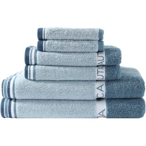 image:imageNautica  Bathroom Towels Soft Plush Washcloth Bath amp Hand Towel Set Highly Absorbent Yarn Dyed Terry Cotton Set of 6 College Dorm Room Essentials Belle Castle BlueBelle Castle Blue