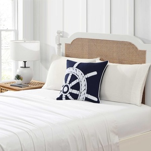 image:imageNautica  Decorative Pillow Soft amp Plush Printed Throw Pillow Square Pillow for Bed or Couch Sailor Stripe Blue 18 x 18Ships Wheel Blue