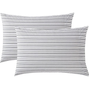 image:imageNautica  Standard Pillowcase Set Crisp Cotton Percale Bedding with Envelope Closure Lightweight Striped Room Decor College Dorm Room Essentials Beaux Stripe Blue Set of 2Coleridge Stripe Charcoal