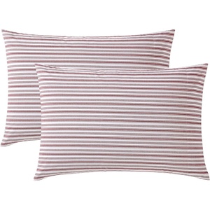image:imageNautica  Standard Pillowcase Set Crisp Cotton Percale Bedding with Envelope Closure Lightweight Striped Room Decor College Dorm Room Essentials Beaux Stripe Blue Set of 2Coleridge Stripe Red