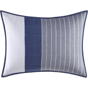 image:imageNautica  Standard Quilted Sham Yarn Dyed Cotton Bedding with Reversible Plaid Design Lightweight Pillowcase College Dorm Room Essentials Adelson BlueSwale Navy