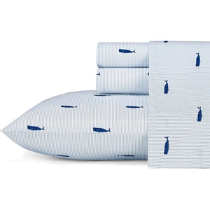 image:imageNautica  Twin Size Sheet Set Crisp Cotton Percale Bedding with Matching Pillowcase Lightweight amp Breathable Bed Sheets Deep Pocket College Dorm Room Essentials Whitewood Sail BlueWhale Stripe