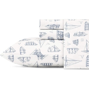 image:imageNautica  Twin Size Sheet Set Crisp Cotton Percale Bedding with Matching Pillowcase Lightweight amp Breathable Bed Sheets Deep Pocket College Dorm Room Essentials Whitewood Sail BlueWhitewood Sail