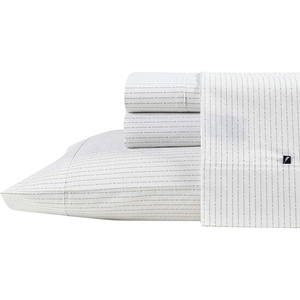 image:imageNautica  Twin Size Sheet Set Crisp Cotton Percale Bedding with Matching Pillowcase Lightweight amp Breathable Bed Sheets Deep Pocket College Dorm Room Essentials Whitewood Sail BlueBuoy Line