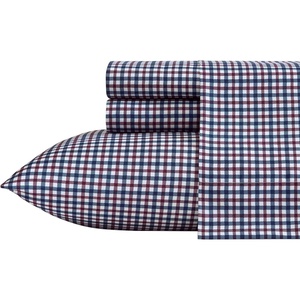image:imageNautica  Twin Size Sheet Set Microfiber Bedding with Deep Pocket Fitted Sheet Bed Sheets with Matching Pillowcase Alden Stripe BlueHeritage Plaid Blue
