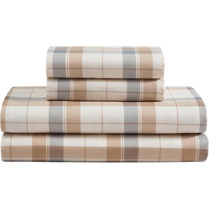 image:imageNautica  Twin Size Sheet Set Microfiber Bedding with Deep Pocket Fitted Sheet Bed Sheets with Matching Pillowcase Alden Stripe BlueVintage Trunk Plaid Beige