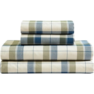 image:imageNautica  Twin Size Sheet Set Microfiber Bedding with Deep Pocket Fitted Sheet Bed Sheets with Matching Pillowcase Alden Stripe BlueVintage Trunk Plaid Green