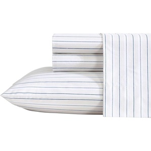 image:imageNautica  Twin Size Sheets Set Crisp amp Tailored Coastal Bedding with a Smooth Cotton Percale Bed Sheets with Matching Pillowcase amp Fitted Sheet Calm Seas Gingham GreenBeaux Stripe Blue