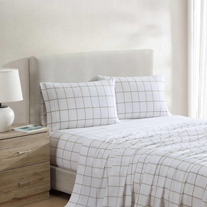 image:imageNautica  Twin Size Sheets Set Crisp amp Tailored Coastal Bedding with a Smooth Cotton Percale Bed Sheets with Matching Pillowcase amp Fitted Sheet Calm Seas Gingham GreenPlot Beige