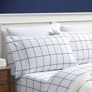 image:imageNautica  Twin Size Sheets Set Crisp amp Tailored Coastal Bedding with a Smooth Cotton Percale Bed Sheets with Matching Pillowcase amp Fitted Sheet Calm Seas Gingham GreenPlot Blue