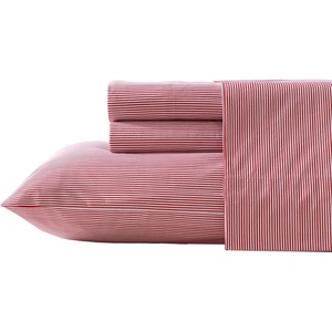 image:imageNautica  Twin Size Sheets Set Crisp amp Tailored Coastal Bedding with a Smooth Cotton Percale Bed Sheets with Matching Pillowcase amp Fitted Sheet Calm Seas Gingham GreenPenny Pinstripe Red