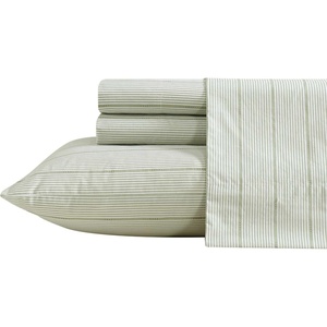 image:imageNautica  Twin Size Sheets Set Crisp amp Tailored Coastal Bedding with a Smooth Cotton Percale Bed Sheets with Matching Pillowcase amp Fitted Sheet Calm Seas Gingham GreenEllipse Stripe Green