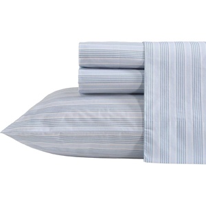 image:imageNautica  Twin Size Sheets Set Crisp amp Tailored Coastal Bedding with a Smooth Cotton Percale Bed Sheets with Matching Pillowcase amp Fitted Sheet Calm Seas Gingham GreenTayleur Stripe Blue
