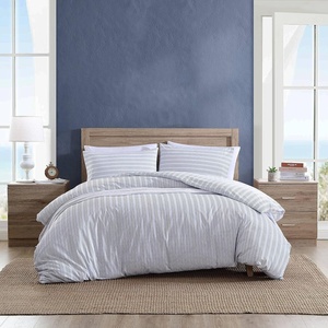 image:imageNautica Twin Duvet Cover Cotton Reversible Bedding with Button Closure Casual Home Dcor for All Seasons Coleridge Stripe Charcoal TwinBeaux Stripe Blue