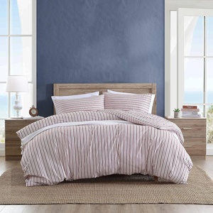 image:imageNautica Twin Duvet Cover Cotton Reversible Bedding with Button Closure Casual Home Dcor for All Seasons Coleridge Stripe Charcoal TwinColeridge Stripe Red