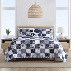 image:imageNautica  Twin Quilt Set Soft amp Reversible Cotton Bedding with a Smooth Finish 2 Piece Coastal Bed Set with Matching Pillowcase Sailors PatchworkGingham BlueSailors PatchworkGingham Blue