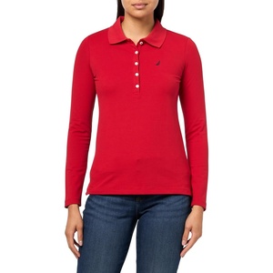 image:imageNautica Womens Long Sleeve Solid Collared Polo ShirtSamba