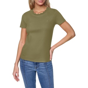 image:imageNautica Womens Solid Short Sleeve Crew Neckline TShirtBurnt Olive