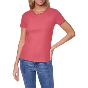 image:imageNautica Womens Solid Short Sleeve Crew Neckline TShirtMineral Red