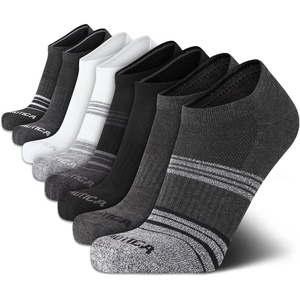 image:imageNautica Mens Low Cut Socks Performance Cushioned No Show Socks 8 Pack  DriMotion Moisture Wicking Soft Stretch Fabric Cushioned Key Areas NoSlip Heel Shoe Size 6125BlackGrey Stripes