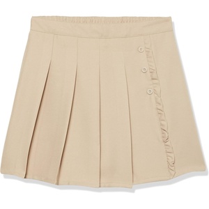 image:imageNautica Girls School Uniform Pleated Pullon Scooter Skirt With Undershorts Knit WaistbandKhaki Ruffle