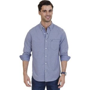 image:imageNautica Mens Classic Fit Stretch Solid Long Sleeve Button Down ShirtIndigo